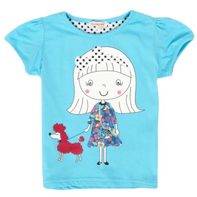 Girls turquoise poodle print t-shirt