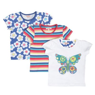 bluezoo Girls pack of three printed Garden Party t-shirts