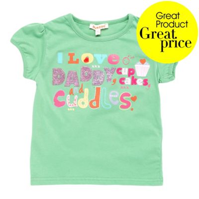 bluezoo Girls green i love t-shirt