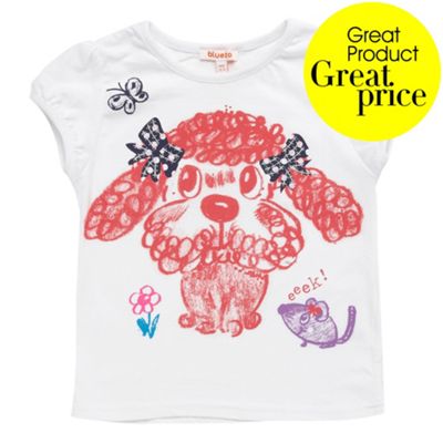 Girls white dog print t-shirt