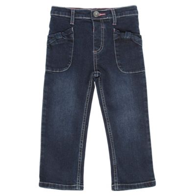 Girls blue bow pocket jeans