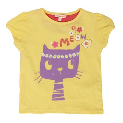 bluezoo Girls yellow meow t-shirt