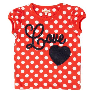 bluezoo Girls red spotted Love t-shirt