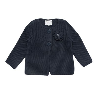 Girls light navy chunky knit cardigan