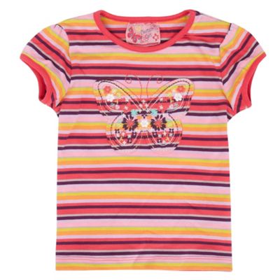 Girls pink appliqued butterfly t-shirt