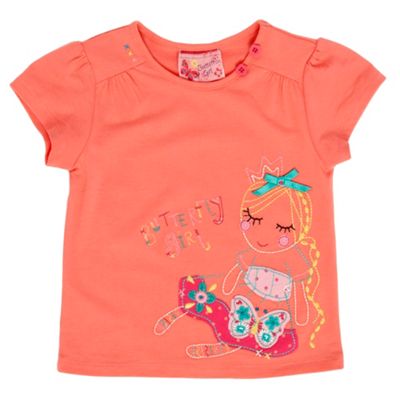 Girls orange embroidered doll t-shirt