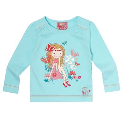 Girls light turquoise girl motif top