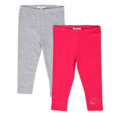 Girls Pack Of Two Pink And Grey Leggings