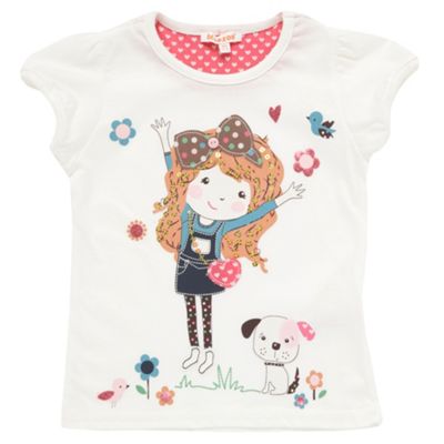 Girls white jumping girl motif t-shirt