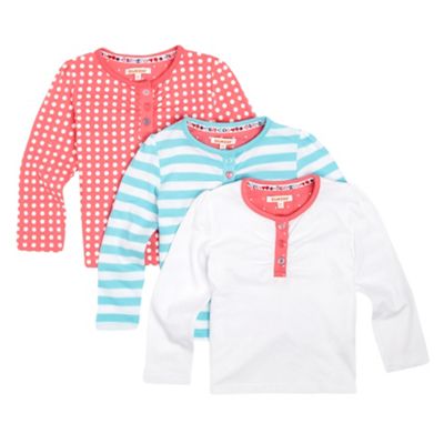 Girls pack of three pink, white and blue t-shirts