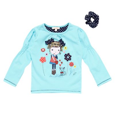 Girls turquoise ruched long sleeve top