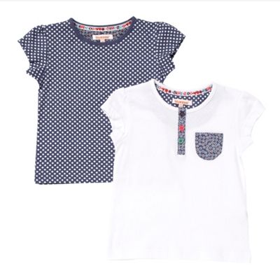 Pack of two girls navy t-shirts