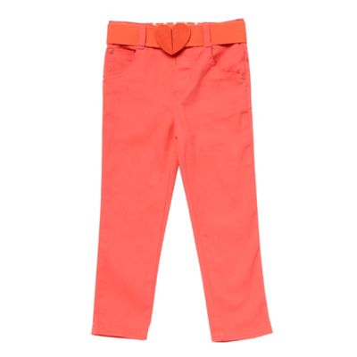 Girls orange heart belted jeans