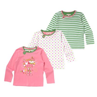 Pack of three girls pink long sleeved tops