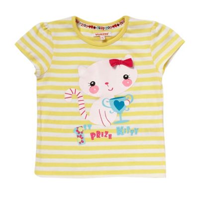 bluezoo Girls yellow cat print t-shirt