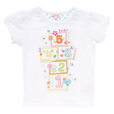 Girls white embroidered hop-scotch t-shirt