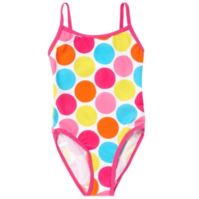 bluezoo Girls white spotted swimsuit