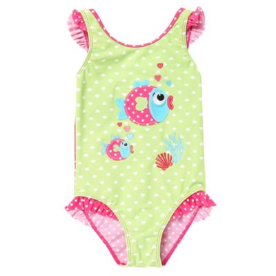 Girls pink fish applique swimsuit