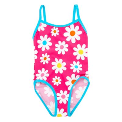 Girls pink daisy printed swimsuit