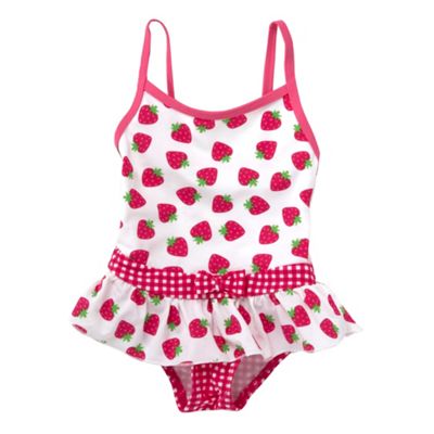 bluezoo Babys white strawberry print swimsuit