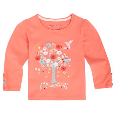 Girls orange applique tree t-shirt