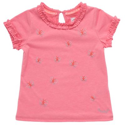 Girls pink neon embroidered butterfly t-shirt