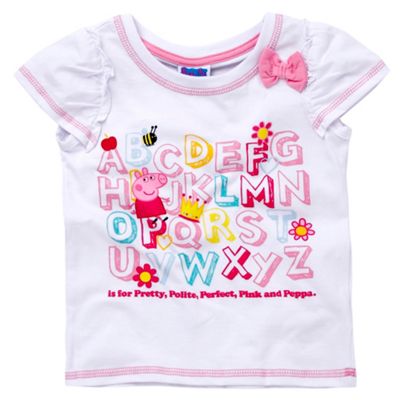 Girls white Peppa Pig alphabet print t-shirt