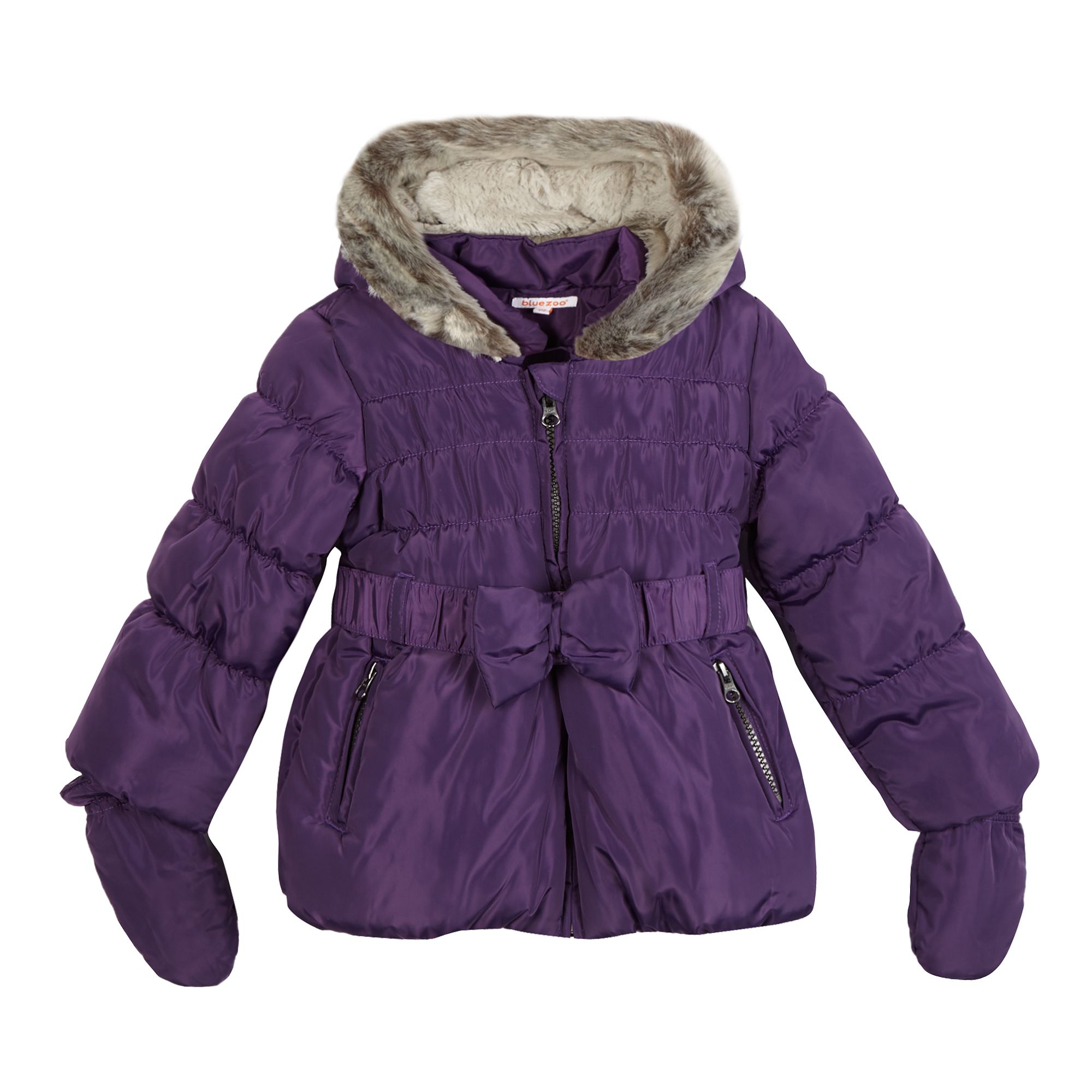 Bluezoo Kids Girls' Purple Faux Fur Padded Coat From Debenhams eBay