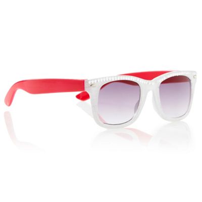 Girl's white two tone diamante sunglasses                                                                                       