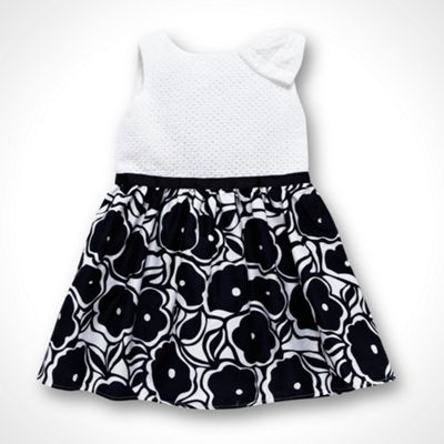 Designer girl's navy floral skirt dress                                                                                         