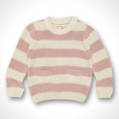 Girl's pale pink striped metallic knit jumper                                                                                   