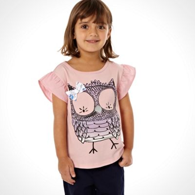 Girl's pink owl top                                                                                                             