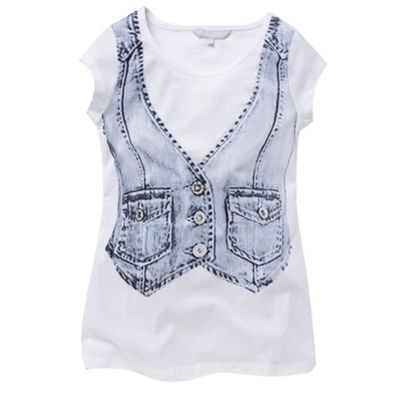 White printed waistcoat t-shirt