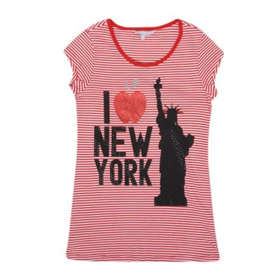 Red New York print t-shirt