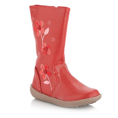 Girls red applique boots