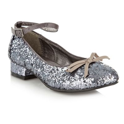 Girl's silver glitter heeled pumps                                                                                              