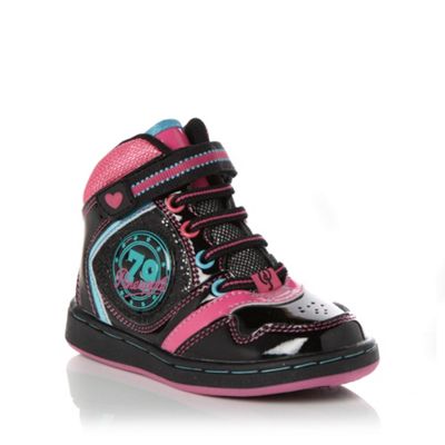 Girl's black white 'Lois' hi top trainers                                                                                       