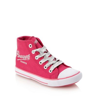 Pineapple girl's pink vulcanised high top trainers                                                                              