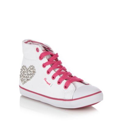 Pineapple girls' white studded high top trainers                                                                                