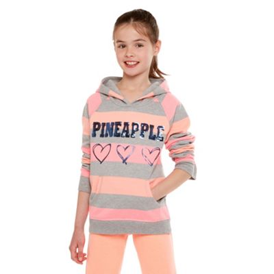 Girl's pink striped logo hoodie                                                                                                 