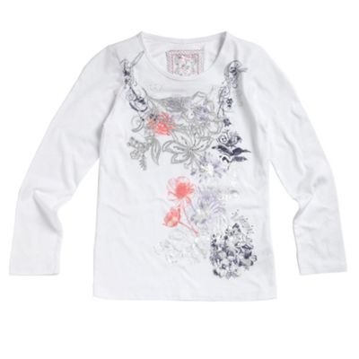 J by Jasper Conran White long sleeved embellished t-shirt