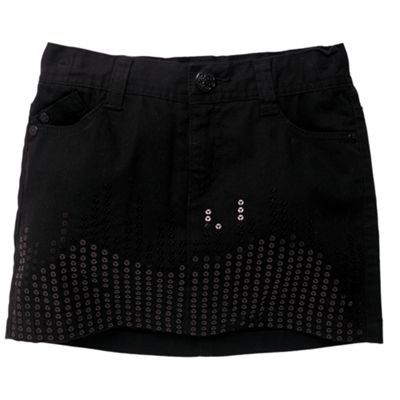 Black sequin denim skirt