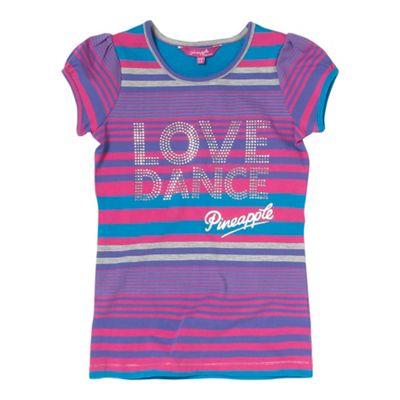 Multi coloured striped logo top