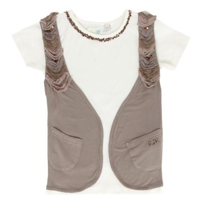Taupe waistcoat and t-shirt set