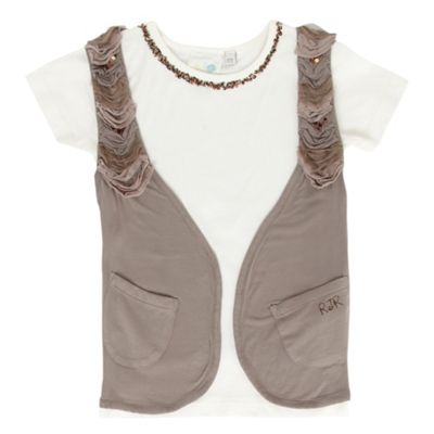 Rocha.John Rocha Taupe waistcoat and t-shirt set