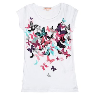 bluezoo Girls white butterfly t-shirt