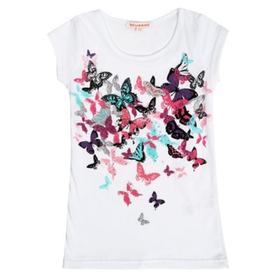 Girls white butterfly t-shirt