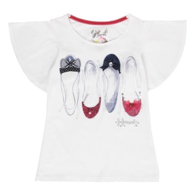 Girls white shoes print t-shirt