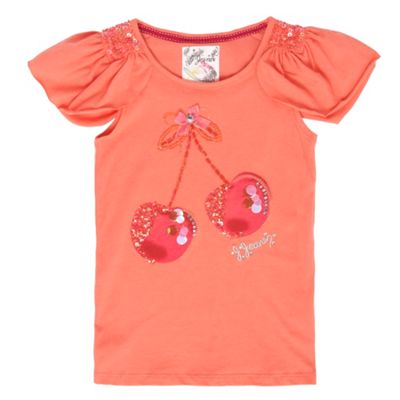 J by Jasper Conran Girls orange short-sleeve cherry t-shirt