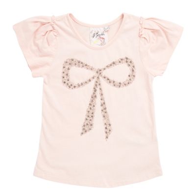 J by Jasper Conran Girls pale pink beaded bow t-shirt